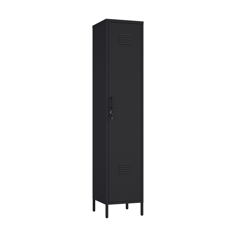 Naomi Modern 15 Single Locker Storage Cabinet with 5 Adjustable Shelves in Black