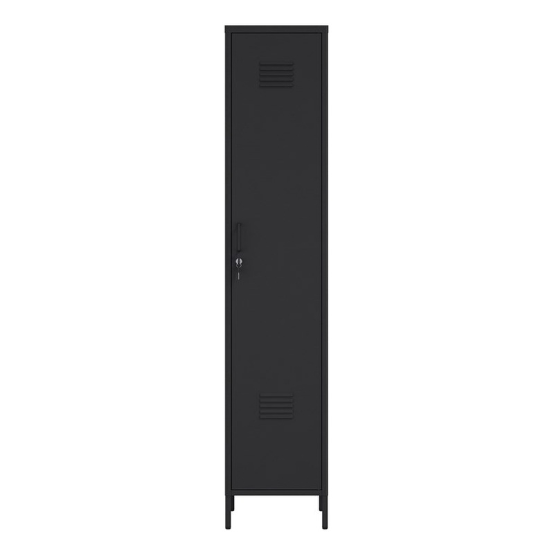 Naomi Modern 15 Single Locker Storage Cabinet with 5 Adjustable Shelves in Black