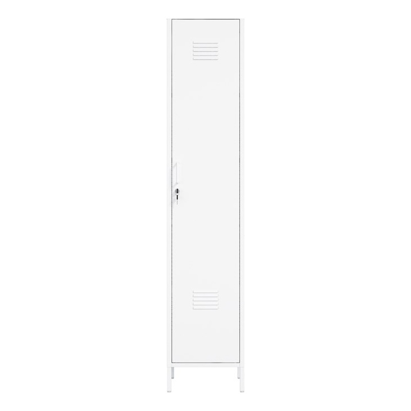 Naomi Modern 15 Single Locker Storage Cabinet with 5 Adjustable Shelves in White
