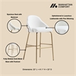 Gracie White and Gold Leatherette Barstool with Steel Legs