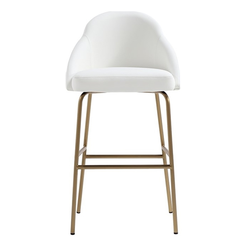 Gracie White and Gold Leatherette Barstool with Steel Legs