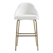 Gracie White and Gold Leatherette Barstool with Steel Legs