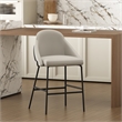 Gracie Stone and Black Leatherette Counter Stool  with Steel Legs