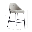 Gracie Stone and Black Leatherette Counter Stool  with Steel Legs
