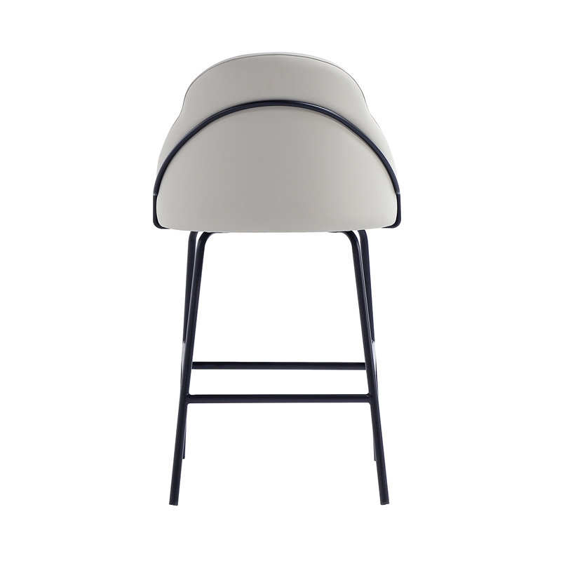 Gracie Stone and Black Leatherette Counter Stool  with Steel Legs