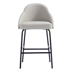 Gracie Stone and Black Leatherette Counter Stool  with Steel Legs