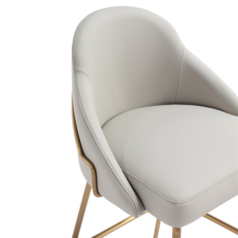 Gracie Stone and Gold Leatherette Counter Stool  with Steel Legs