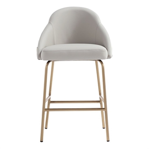 Gracie Stone and Gold Leatherette Counter Stool  with Steel Legs