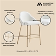 Gracie White and Gold Leatherette Counter Stool  with Steel Legs