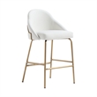 Gracie White and Gold Leatherette Counter Stool  with Steel Legs