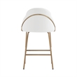 Gracie White and Gold Leatherette Counter Stool  with Steel Legs