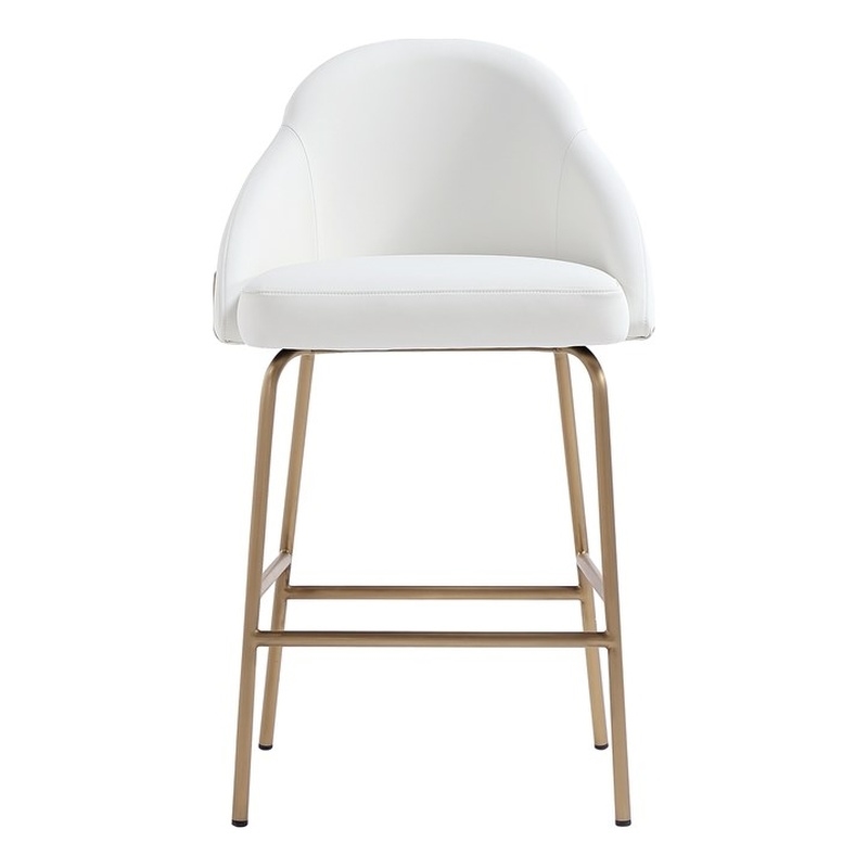 Gracie White and Gold Leatherette Counter Stool  with Steel Legs