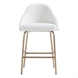 Gracie White and Gold Leatherette Counter Stool  with Steel Legs