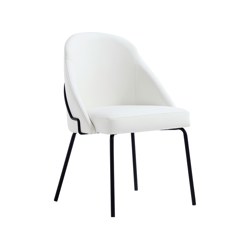 Gracie White and Black Leatherette Dining Chair with Steel Legs