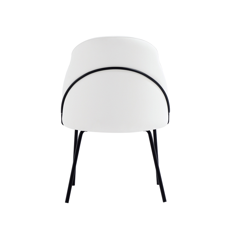 Gracie White and Black Leatherette Dining Chair with Steel Legs