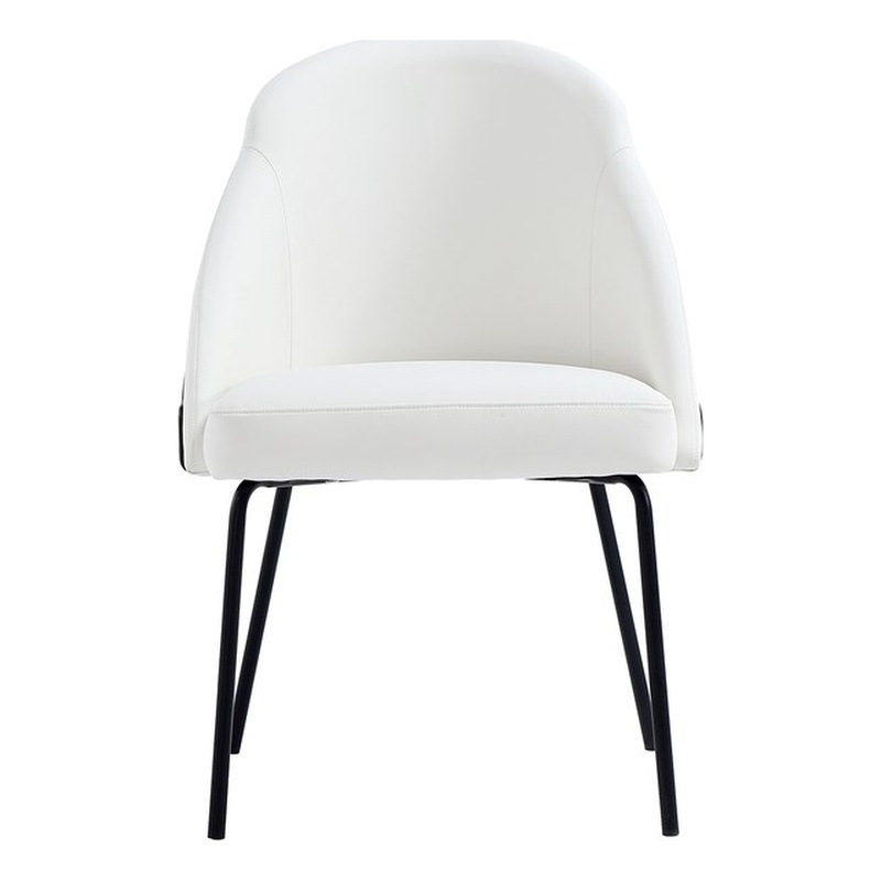 Gracie White and Black Leatherette Dining Chair with Steel Legs