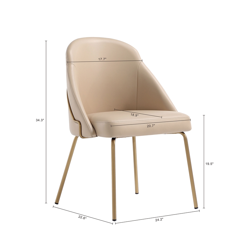 Gracie Tan and Gold Leatherette Dining Chair with Steel Legs