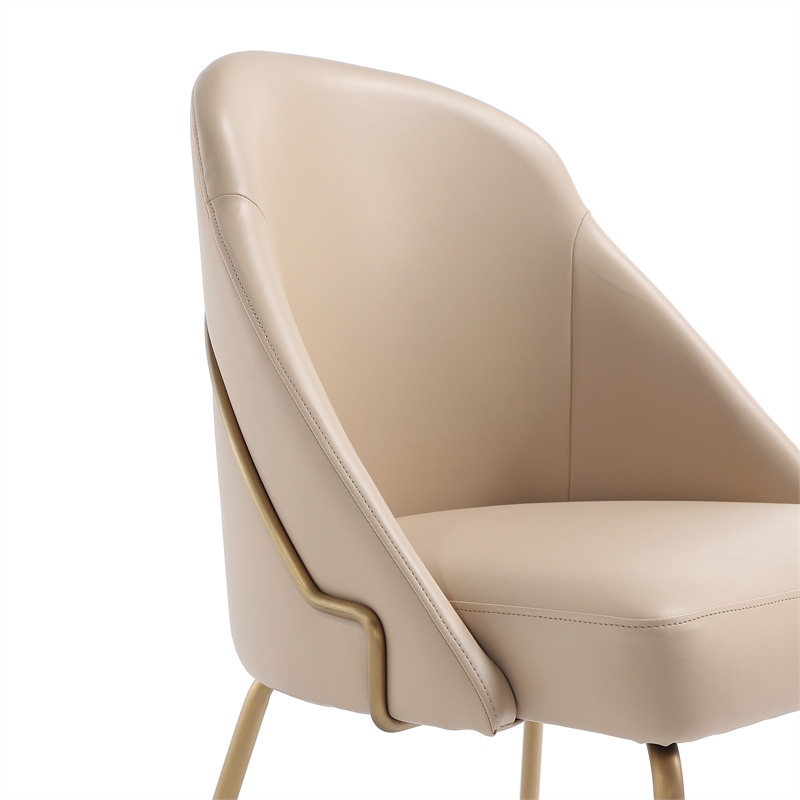 Gracie Tan and Gold Leatherette Dining Chair with Steel Legs
