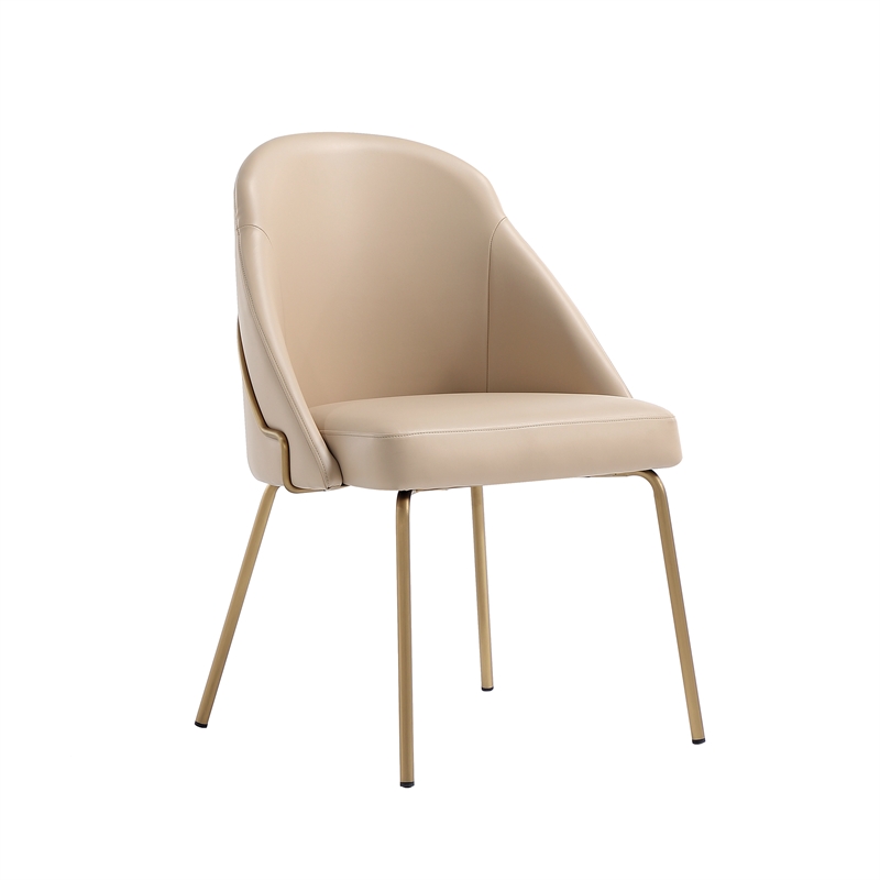 Gracie Tan and Gold Leatherette Dining Chair with Steel Legs