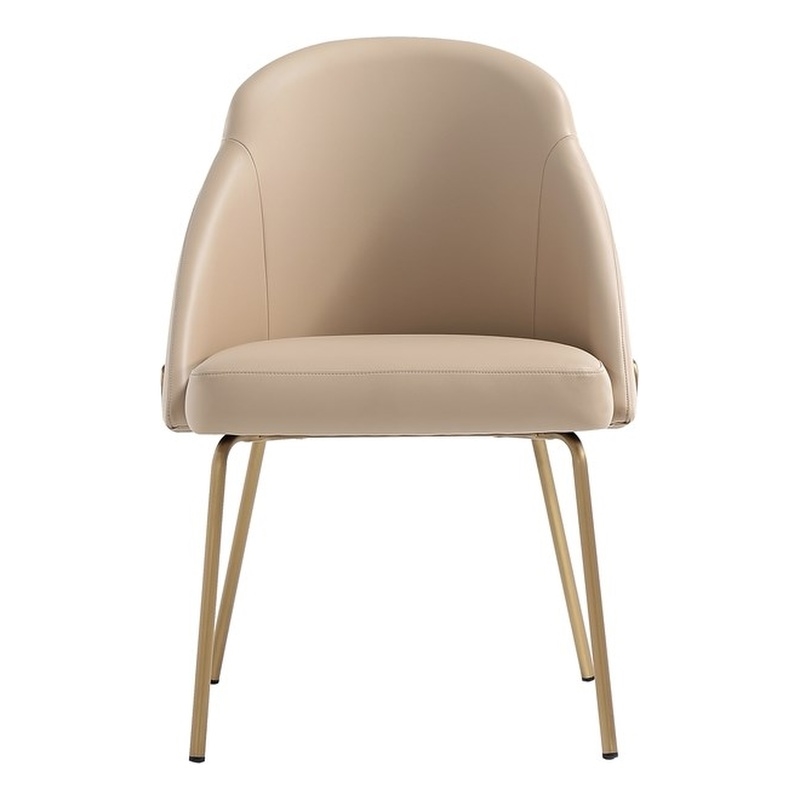 Gracie Tan and Gold Leatherette Dining Chair with Steel Legs