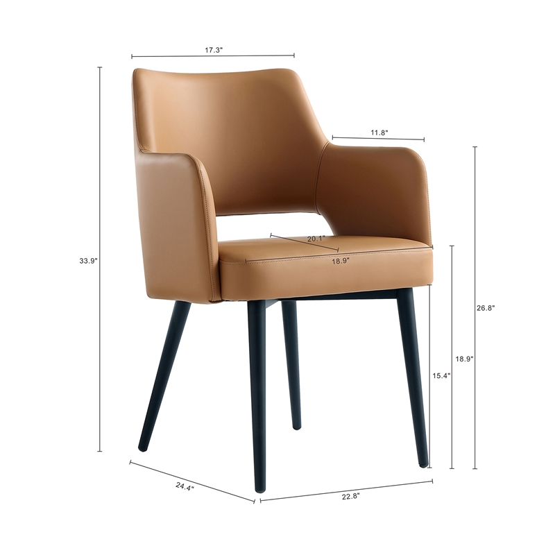 Tremont Saddle Leatherette Dining Arm Chair with Metal Legs