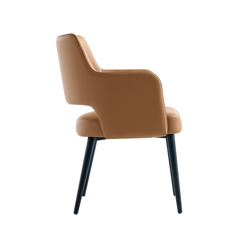 Tremont Saddle Leatherette Dining Arm Chair with Metal Legs