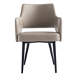 Tremont Taupe Leatherette Dining Arm Chair with Metal Legs