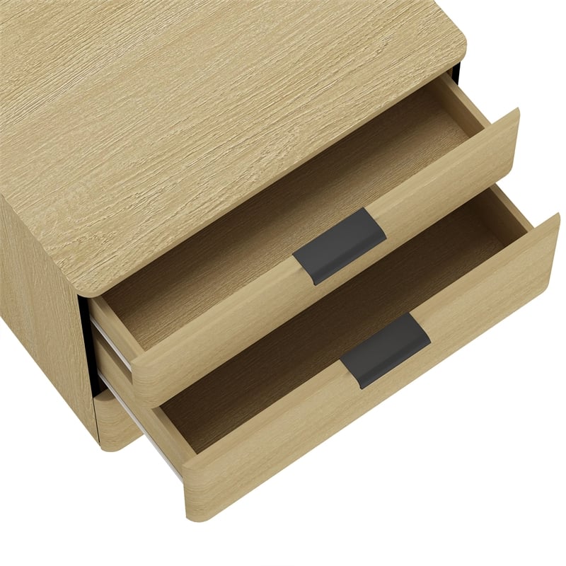 Payton Modern Nightstand with 3 Drawers in Natural Oak and Black