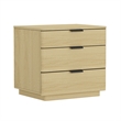 Payton Modern Nightstand with 3 Drawers in Natural Oak and Black