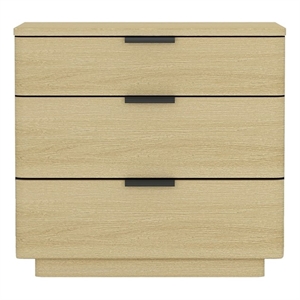 Payton Modern Nightstand with 3 Drawers in Natural Oak and Black