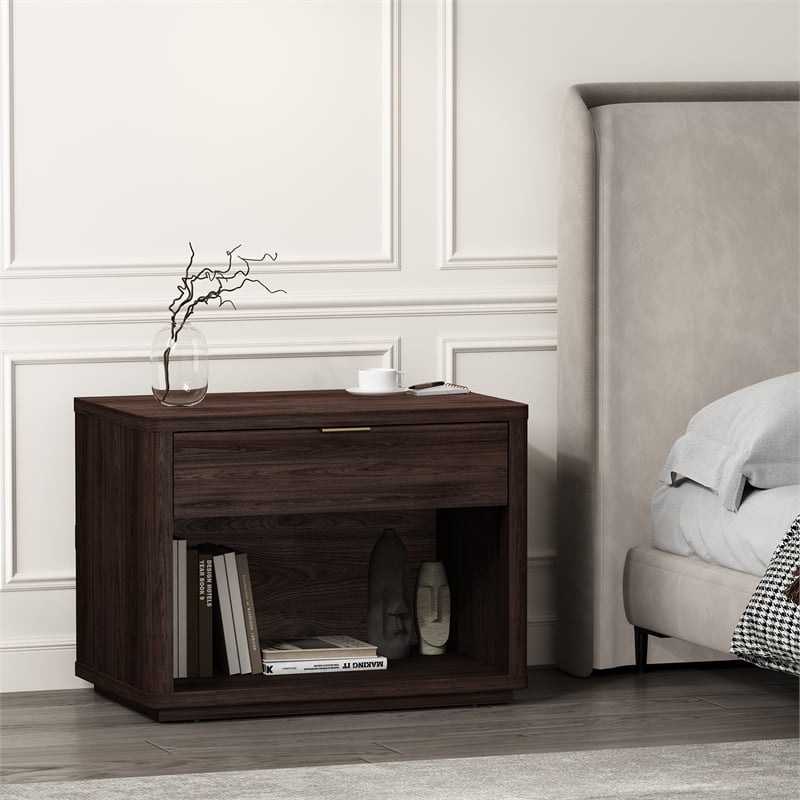 Evelyn Modern 32 Nightstand 2.0 with 1 Full Extension Drawer in Brown
