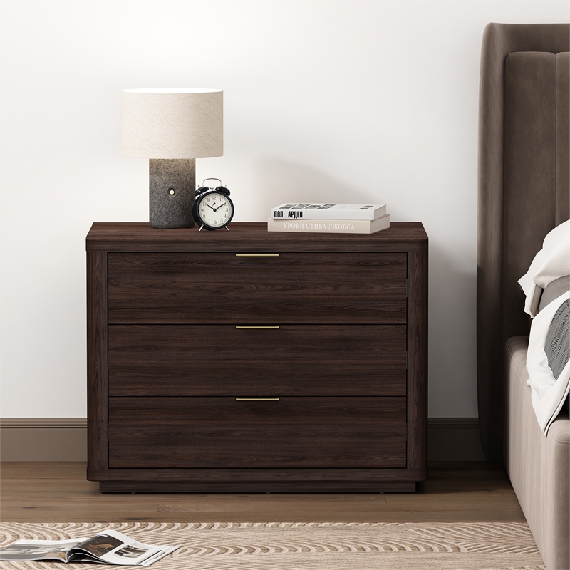 Evelyn Modern 32 Nightstand 4.0 with 3 Full Extension Drawers in Brown