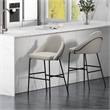 Gracie Stone and Black Leatherette Barstool with Steel Legs - Set of 2