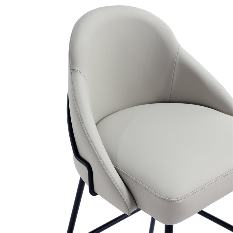 Gracie Stone and Black Leatherette Barstool with Steel Legs - Set of 2