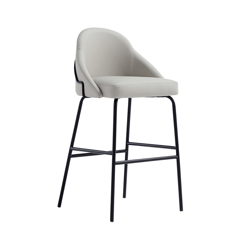 Gracie Stone and Black Leatherette Barstool with Steel Legs - Set of 2
