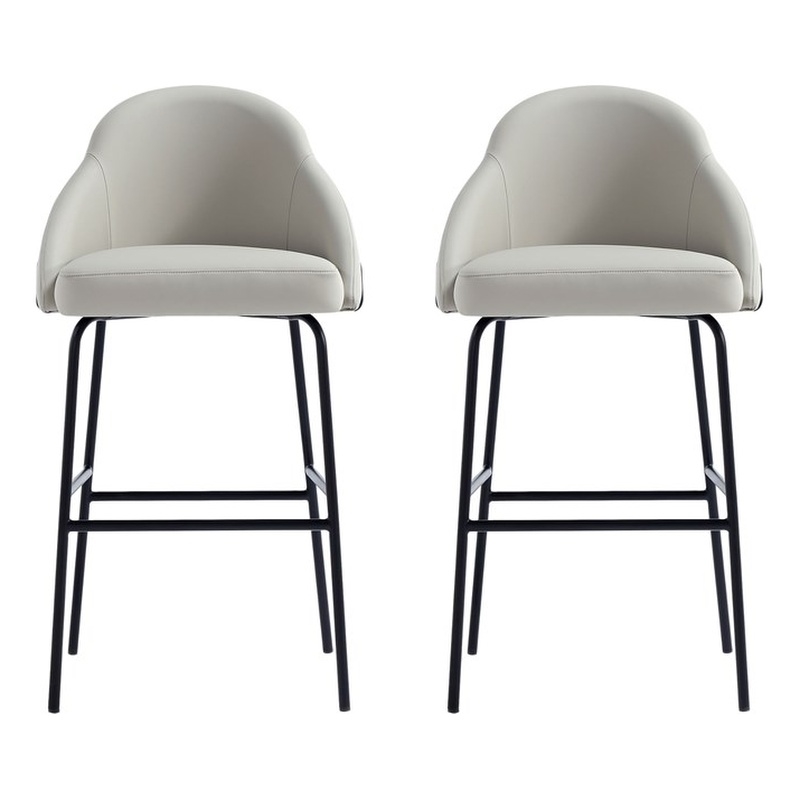 Gracie Stone and Black Leatherette Barstool with Steel Legs - Set of 2