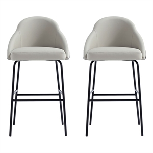 Gracie Stone and Black Leatherette Barstool with Steel Legs - Set of 2
