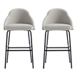 Gracie Stone and Black Leatherette Barstool with Steel Legs - Set of 2