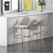 Gracie Stone and Gold Leatherette Barstool with Steel Legs - Set of 2