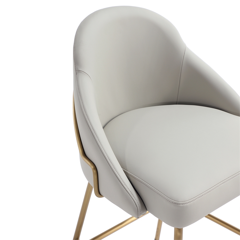 Gracie Stone and Gold Leatherette Barstool with Steel Legs - Set of 2