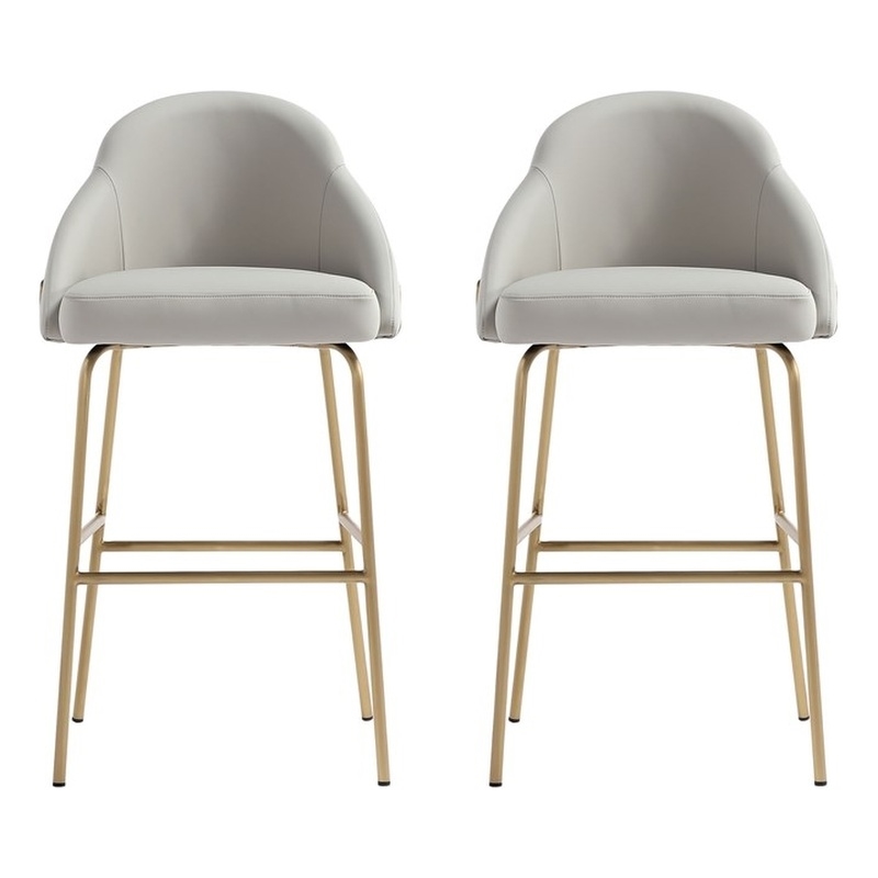 Gracie Stone and Gold Leatherette Barstool with Steel Legs - Set of 2