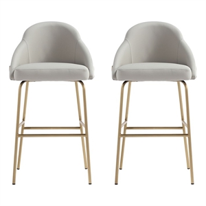 Gracie Stone and Gold Leatherette Barstool with Steel Legs - Set of 2