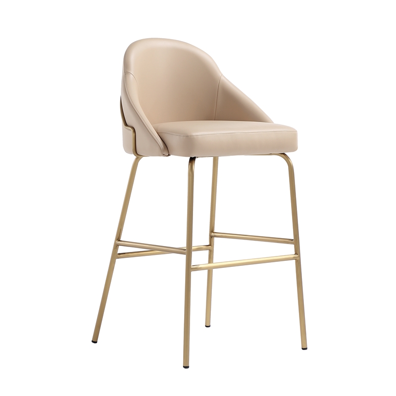 Gracie Tan and Gold Leatherette Barstool with Steel Legs - Set of 2