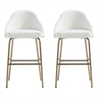 Gracie White and Gold Leatherette Barstool with Steel Legs - Set of 2