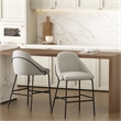 Gracie Stone and Black Leatherette Counter Stool  with Steel Legs - Set of 2