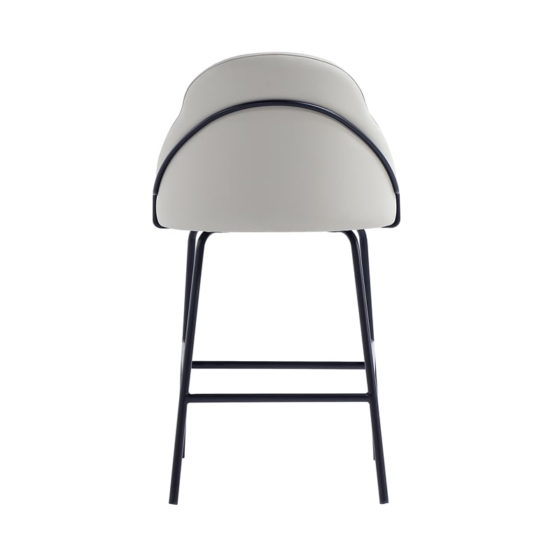 Gracie Stone and Black Leatherette Counter Stool  with Steel Legs - Set of 2