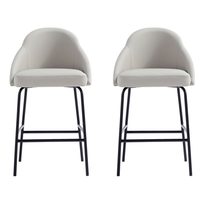 Gracie Stone and Black Leatherette Counter Stool  with Steel Legs - Set of 2