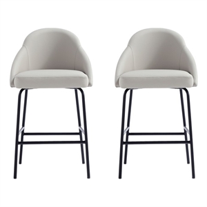 Gracie Stone and Black Leatherette Counter Stool  with Steel Legs - Set of 2