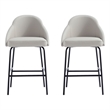 Gracie Stone and Black Leatherette Counter Stool  with Steel Legs - Set of 2
