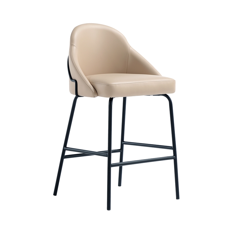 Gracie Tan and Black Leatherette Counter Stool  with Steel Legs - Set of 2